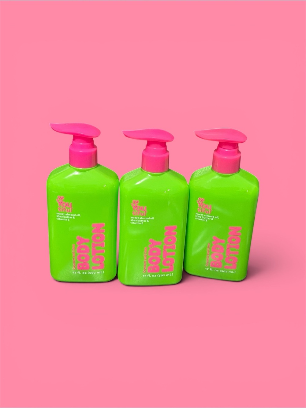 3X Be You Tiful Bright Green & Pink Body Lotion Pump - Women Bath & Body